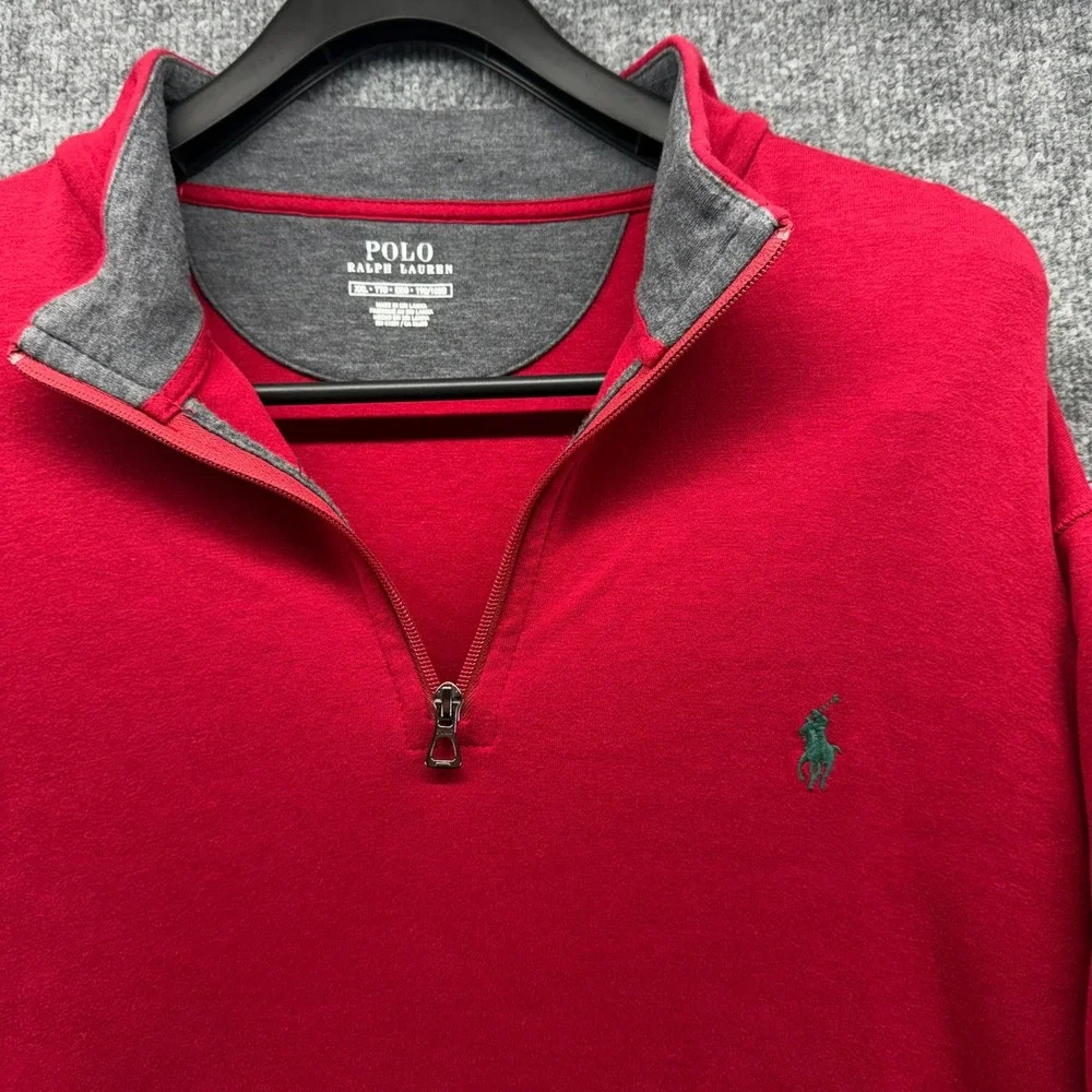 Polo Ralph‎ Lauren Red Quarter Zip Pullover Sweatshirt Men's XXL